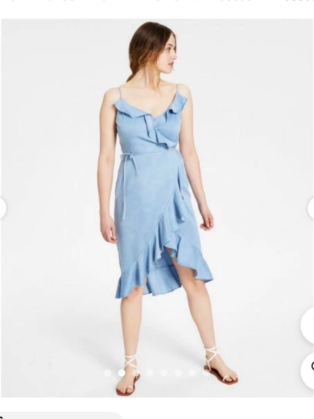 Bar III Light Blue Ruffle Wrap Midi Dress